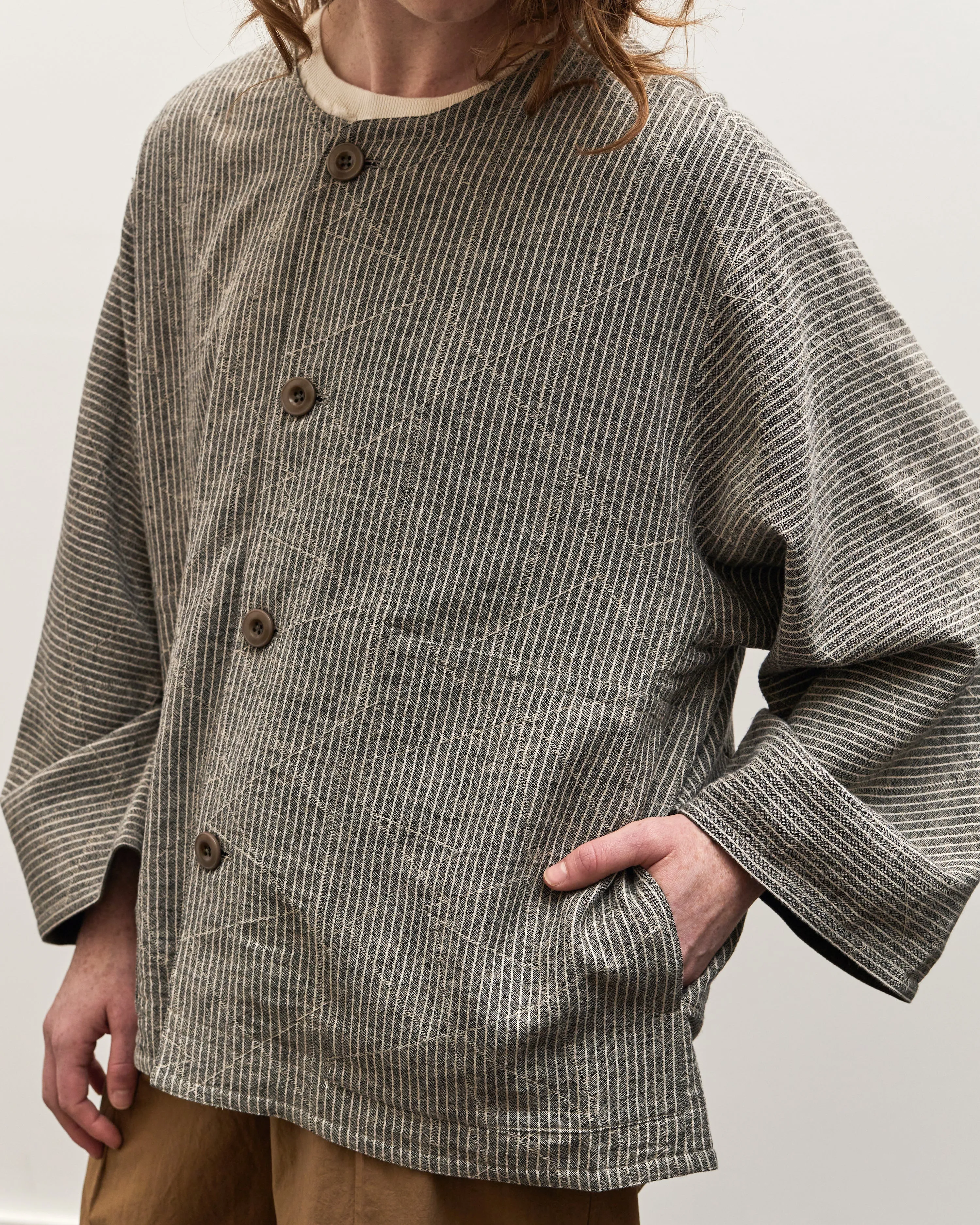 7115 Reversible Spring Linen Jacket, Dark Stripes