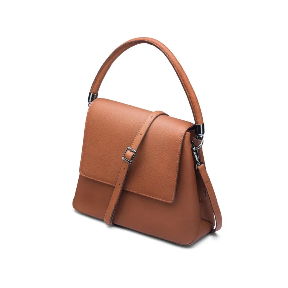 Amy Flap Over Handbag - Tan