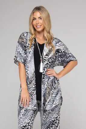 Animal Print Jersey Short Sleeve Kimono