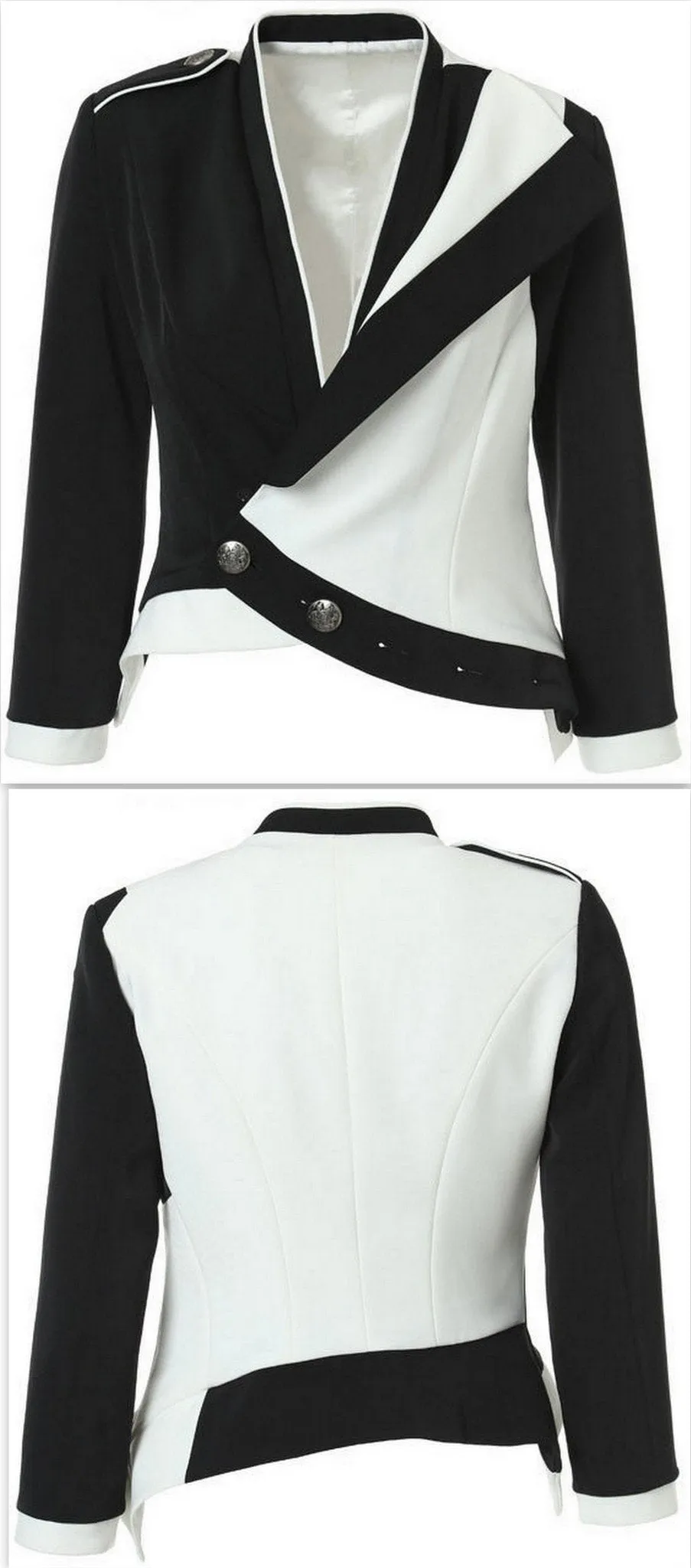 Asymmetric Cropped Jacket in Black & White