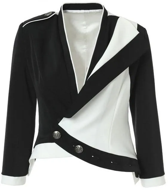 Asymmetric Cropped Jacket in Black & White