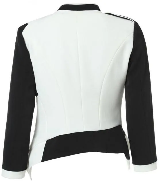 Asymmetric Cropped Jacket in Black & White