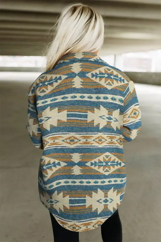 Aztec Patch Hooded Zip Up Jacket