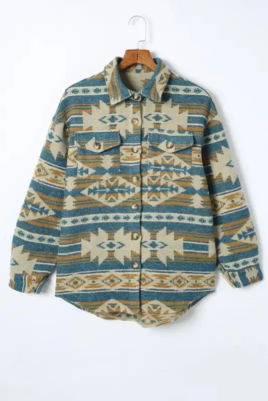 Aztec Patch Hooded Zip Up Jacket