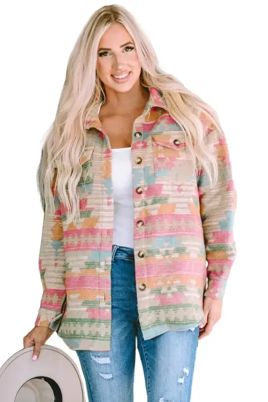 Aztec Patch Hooded Zip Up Jacket