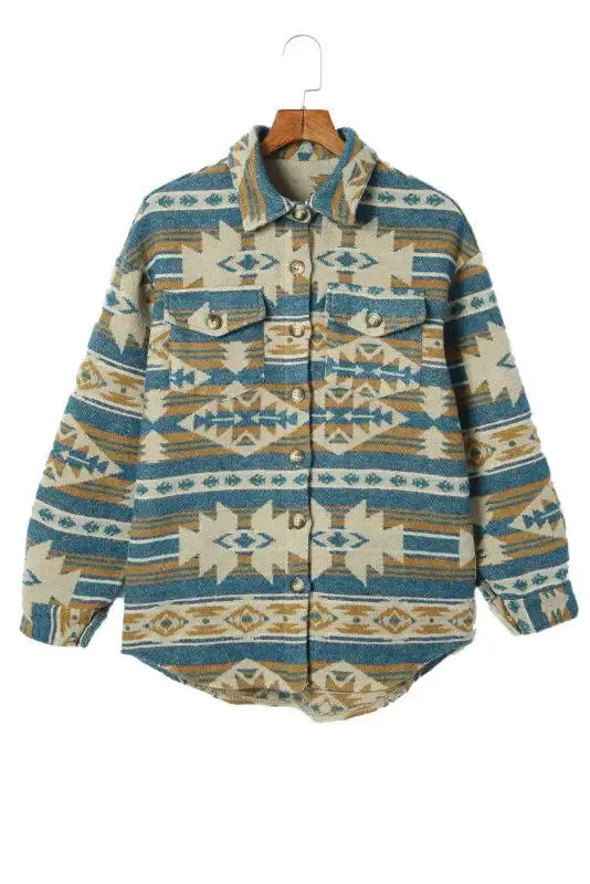 Aztec Patch Hooded Zip Up Jacket