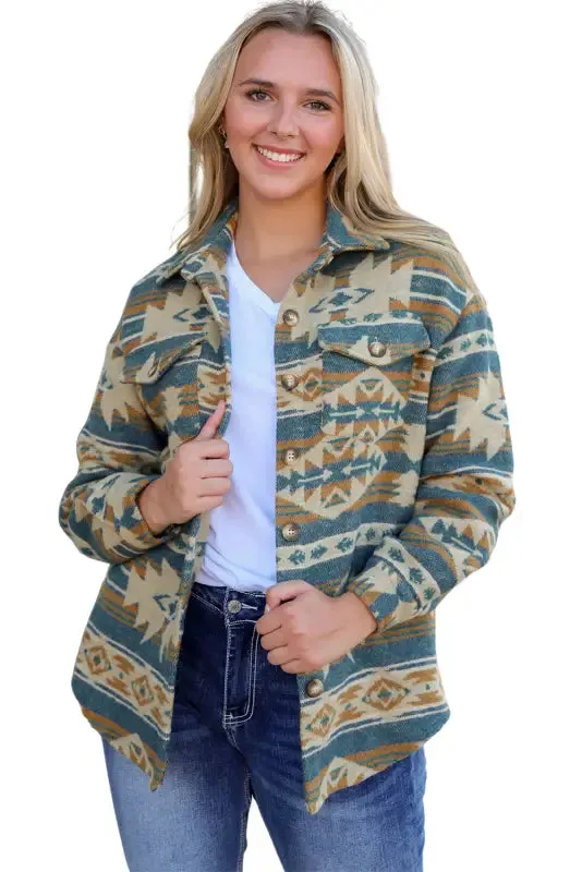 Aztec Patch Hooded Zip Up Jacket