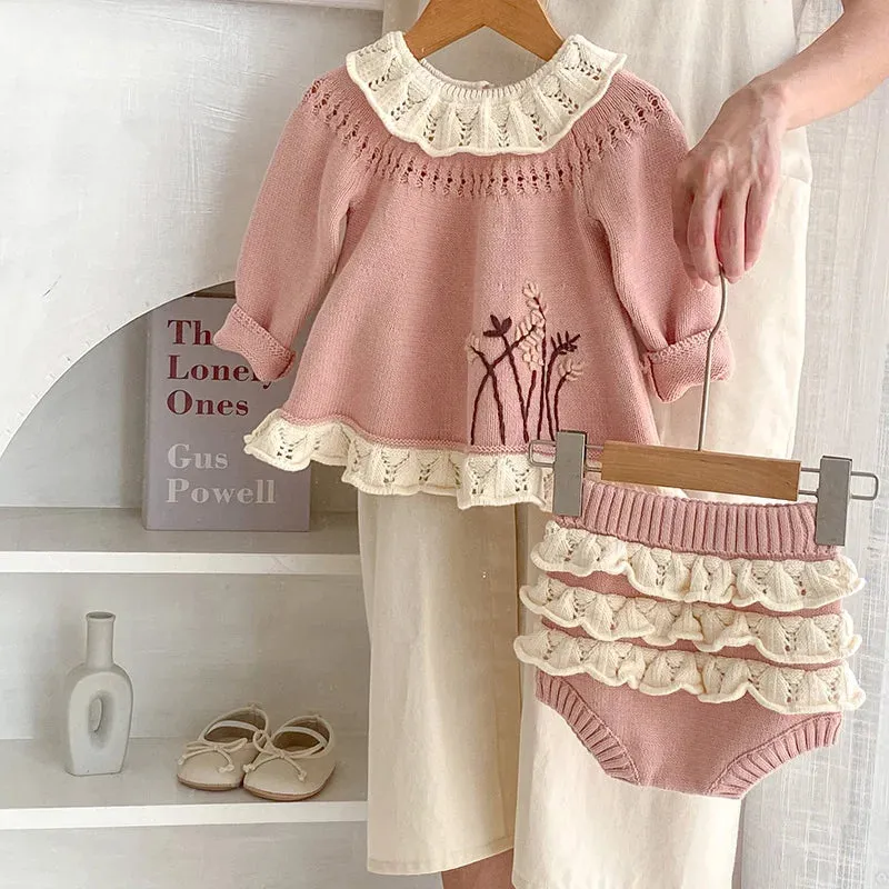 Baby Girls Sweater & Shorts - 2PCS Set