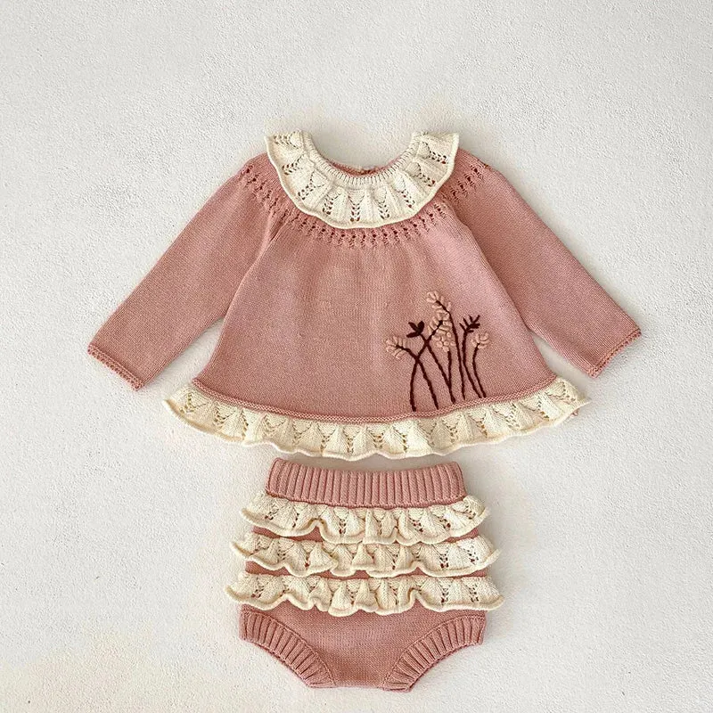 Baby Girls Sweater & Shorts - 2PCS Set