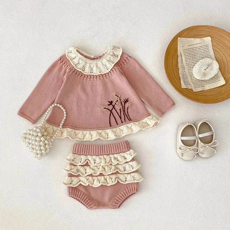 Baby Girls Sweater & Shorts - 2PCS Set