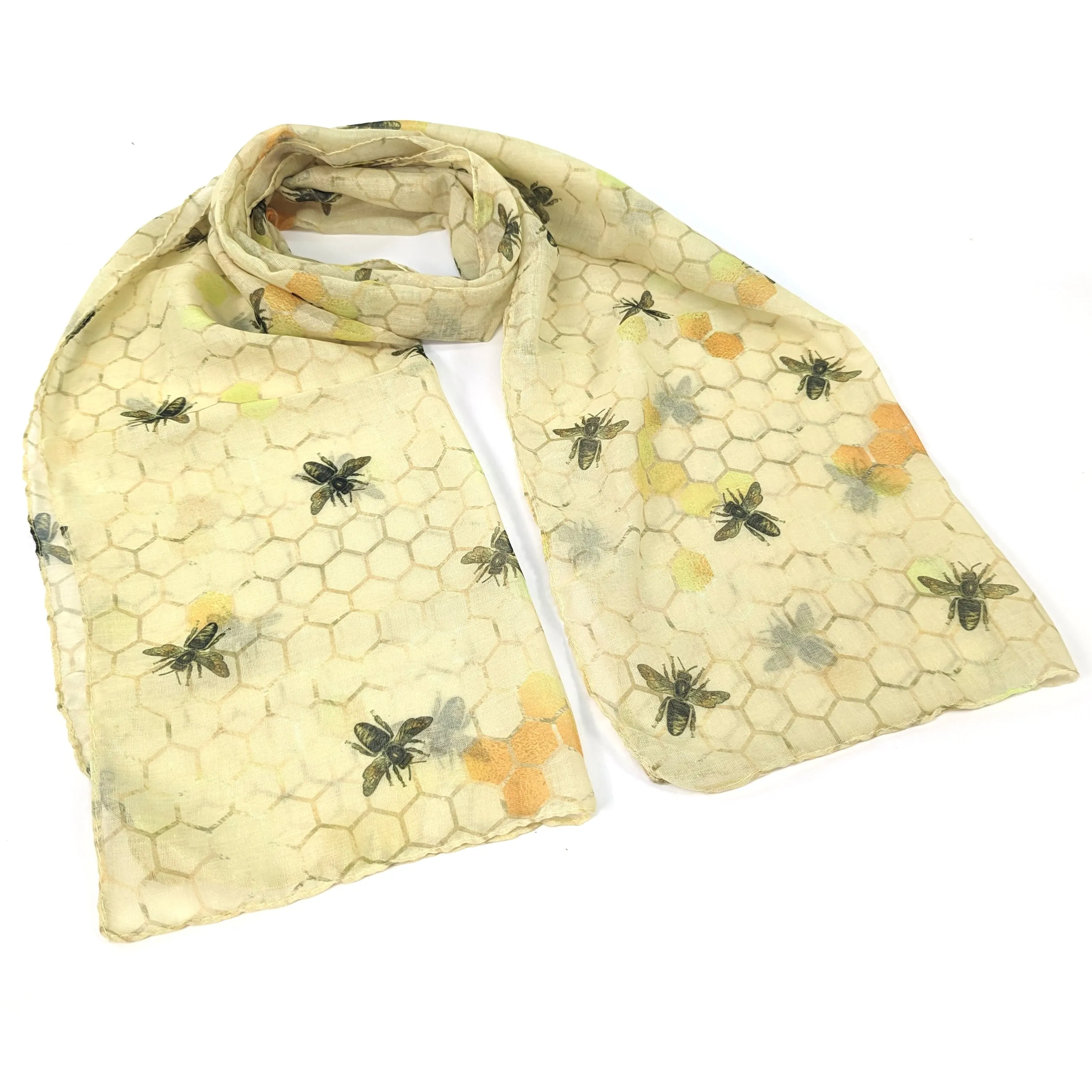 Bee & Honeycomb Scarf - (50x180cm)