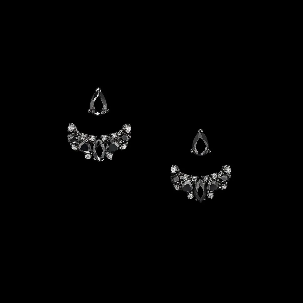 Black Diamond Twinkle Ear-Jackets