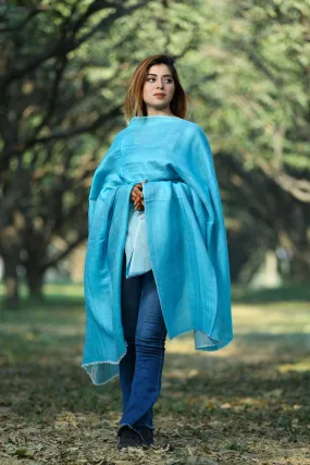 BLUE COLOUR FINE WOOL SHAWL DEFINES FEMINISM AND ENHANCES SOPHISTICATION