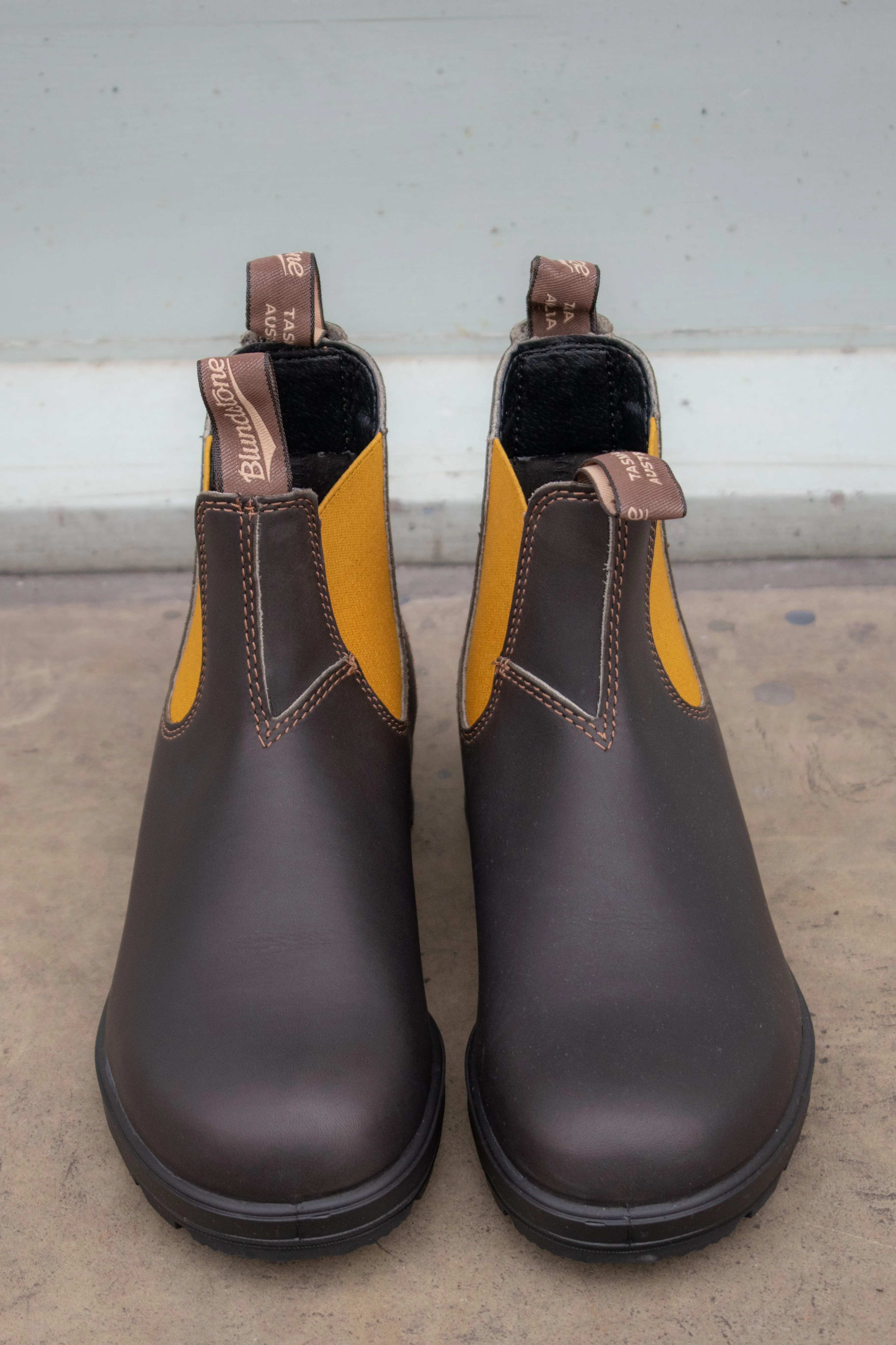 Blundstone 1919 Brown Leather with Mustard Elastic Boots