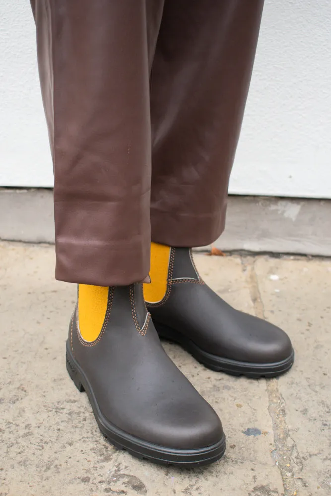 Blundstone 1919 Brown Leather with Mustard Elastic Boots