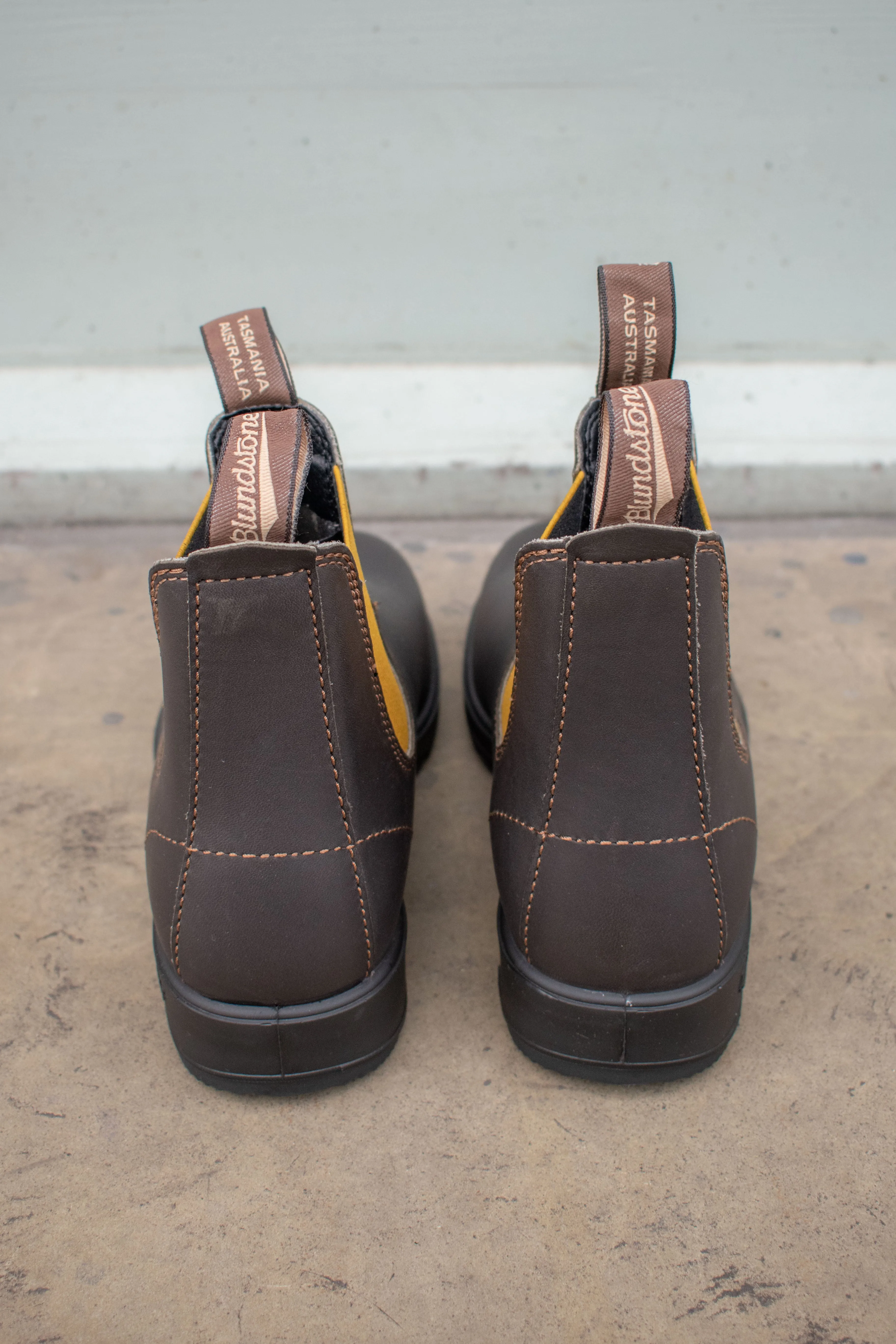 Blundstone 1919 Brown Leather with Mustard Elastic Boots