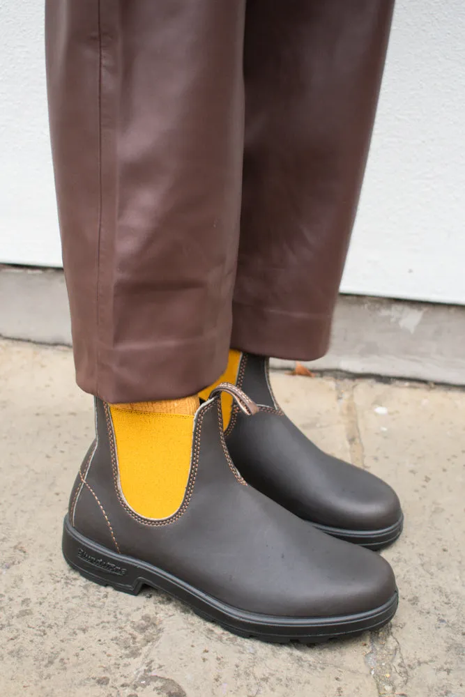 Blundstone 1919 Brown Leather with Mustard Elastic Boots