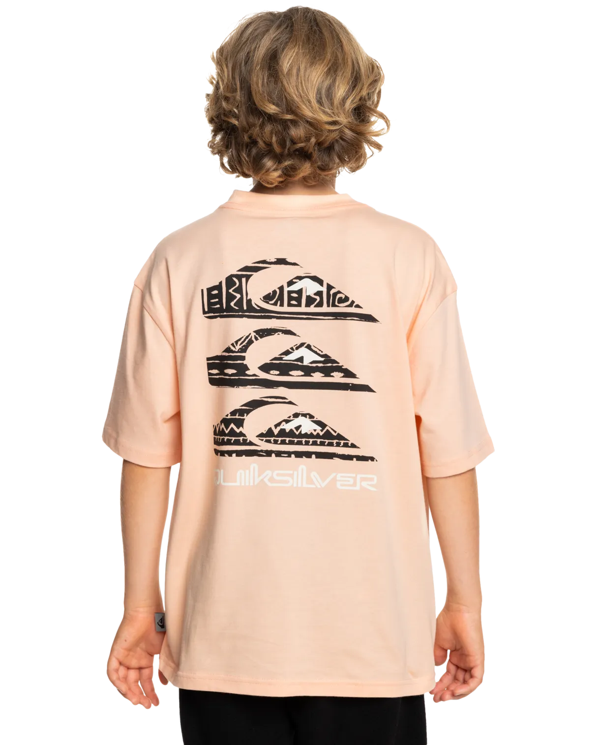 Boys Vertical Logos T-Shirt in Peach Parfait