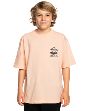 Boys Vertical Logos T-Shirt in Peach Parfait