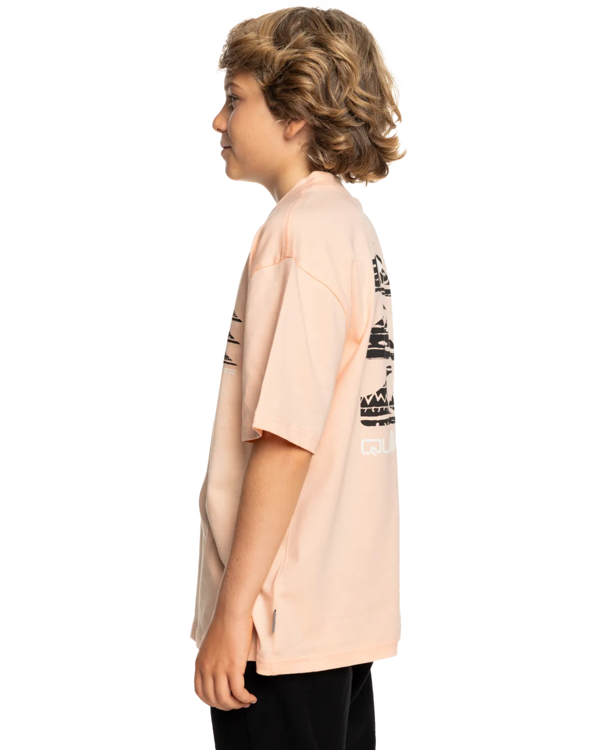 Boys Vertical Logos T-Shirt in Peach Parfait