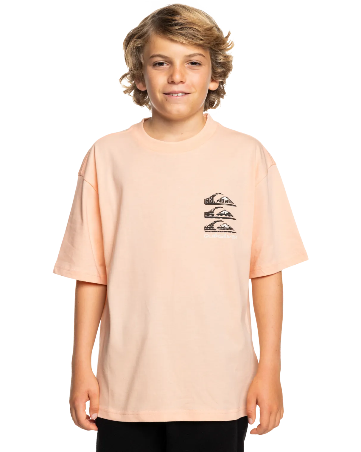 Boys Vertical Logos T-Shirt in Peach Parfait