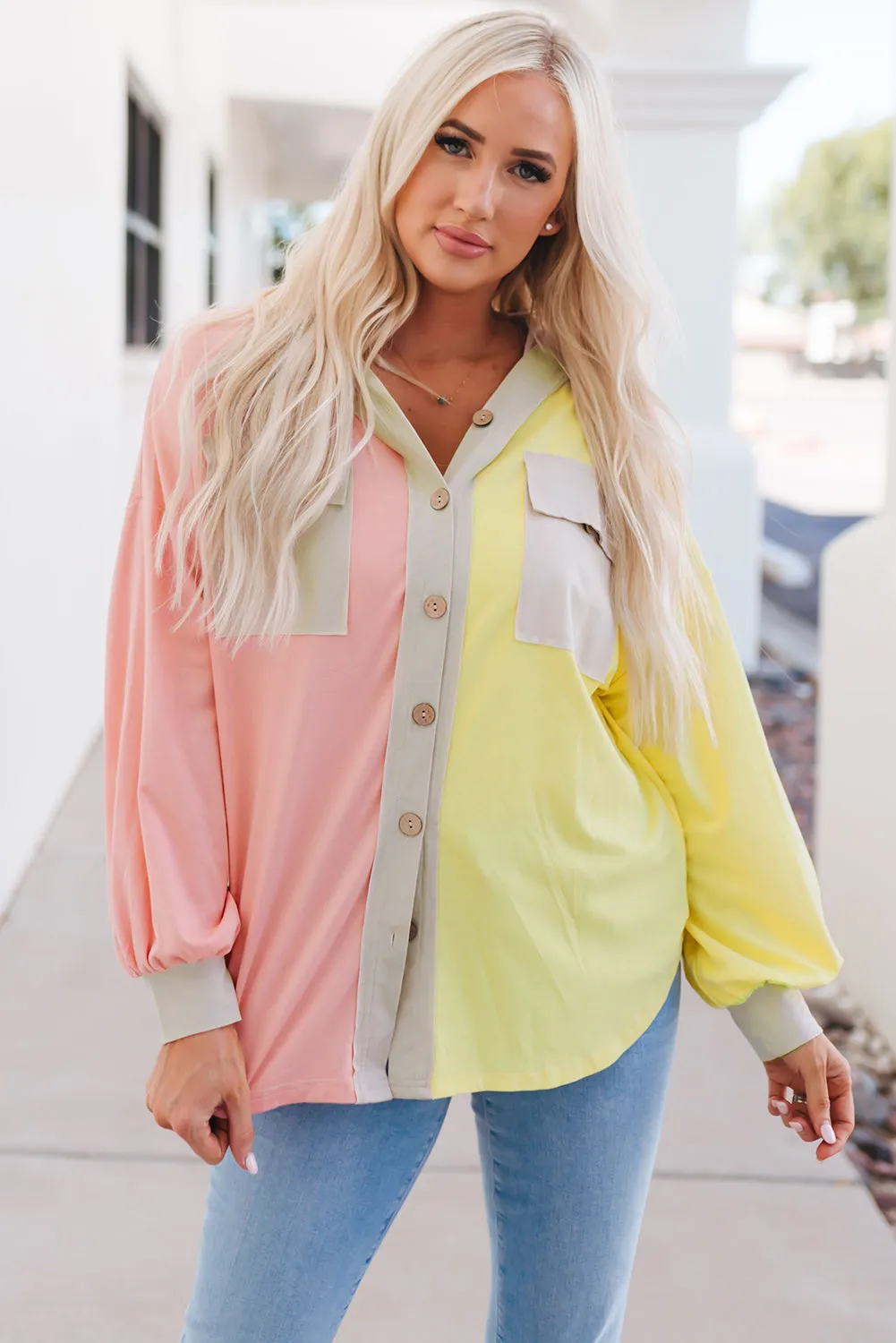 Button Down Hoody Shirt Jacket