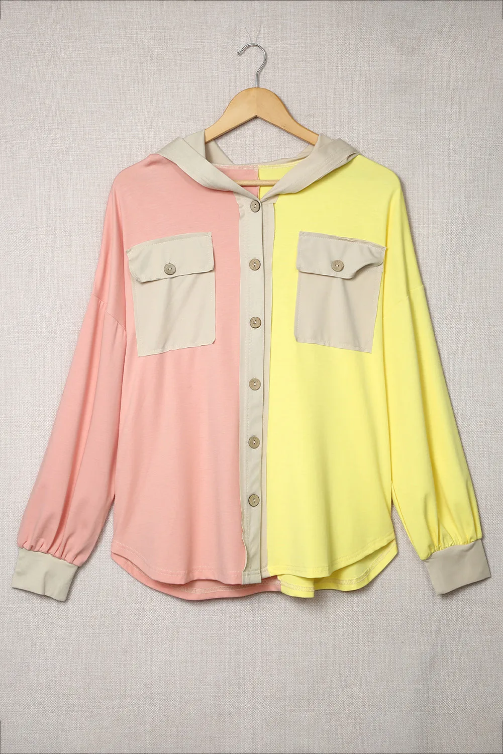 Button Down Hoody Shirt Jacket