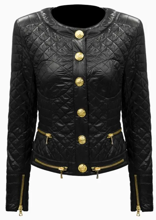 Button-Embellished Padded Jacket