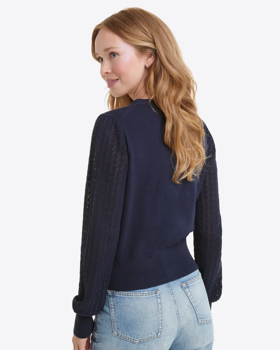 Button Front Cardigan in Navy