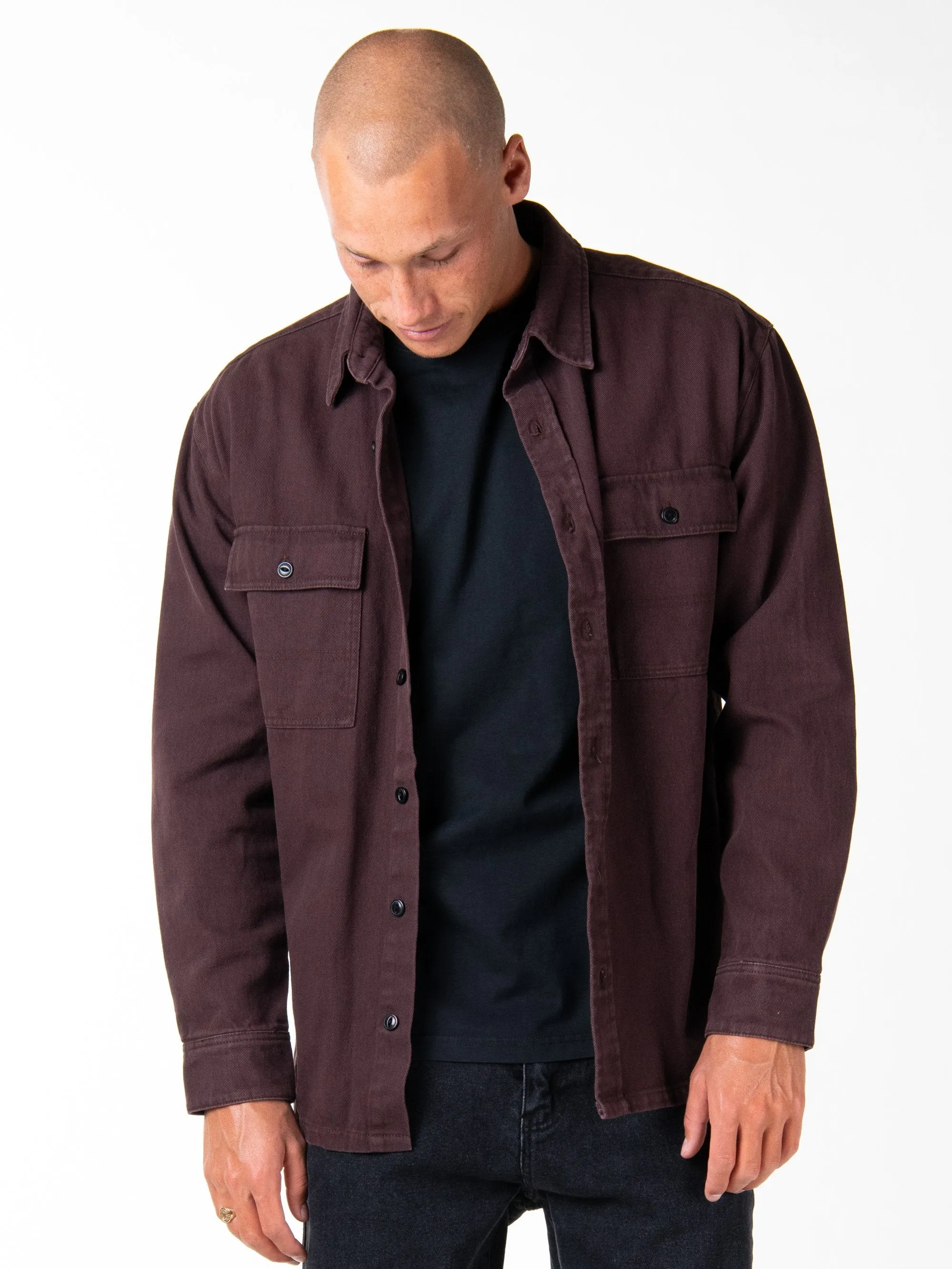 Charlie Long Sleeve Overshirt - Dark Coffee