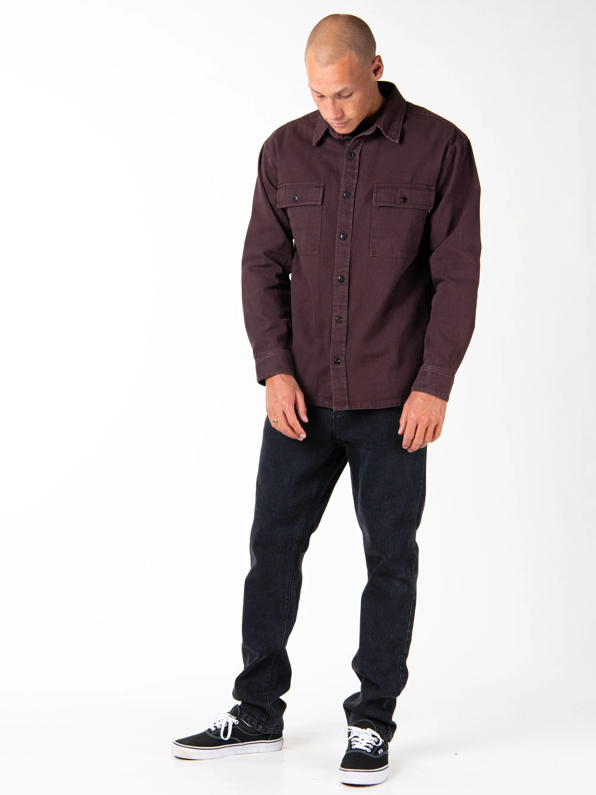 Charlie Long Sleeve Overshirt - Dark Coffee