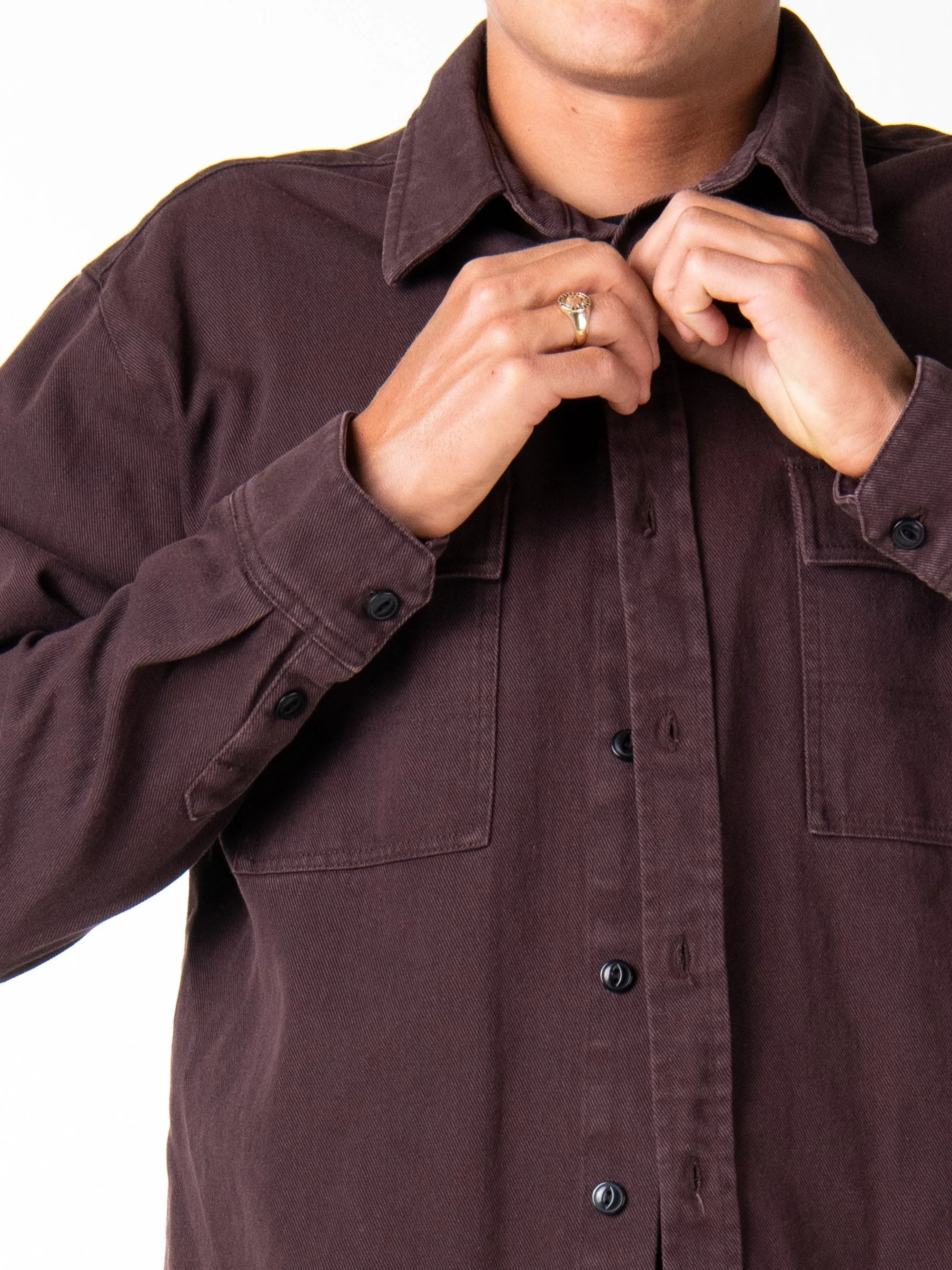 Charlie Long Sleeve Overshirt - Dark Coffee