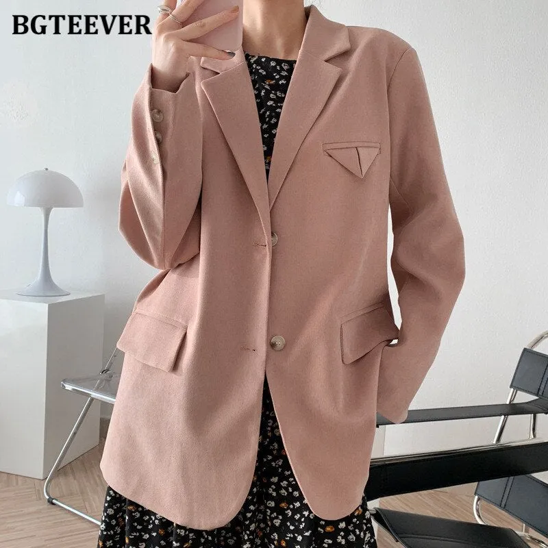 Christmas Gift Joskaa Casual Loose Single-breasted Mint Green Women Suit Blazer 2024 Spring Elegant Notched Collar Full Sleeve Female Jackets