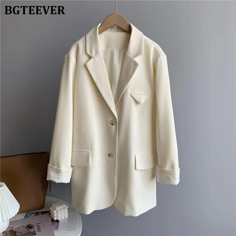 Christmas Gift Joskaa Casual Loose Single-breasted Mint Green Women Suit Blazer 2024 Spring Elegant Notched Collar Full Sleeve Female Jackets