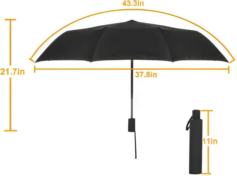 Compact 2-Fold Black Umbrella