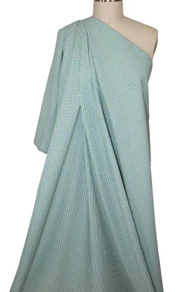 Cotton Gingham Seersucker - Blue/Green/White