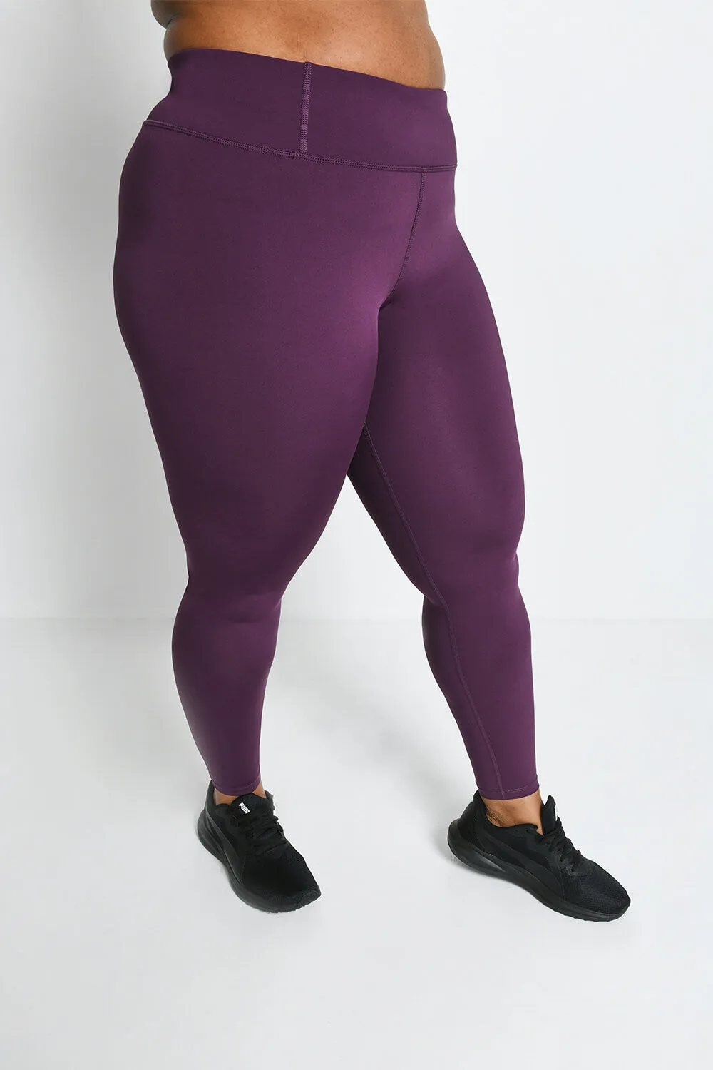 Curve Focus High Waisted Sports Leggings - Mulberry Plum