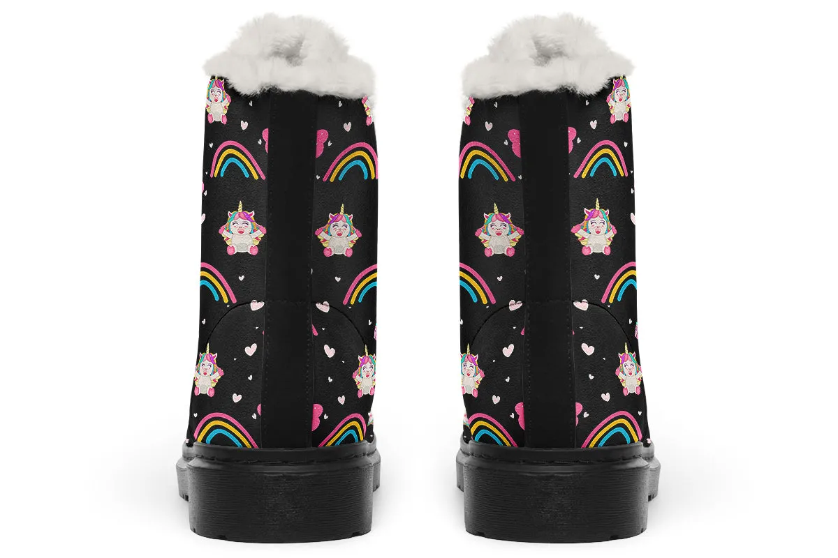 Cutesy Unicorns Faux Fur Boots