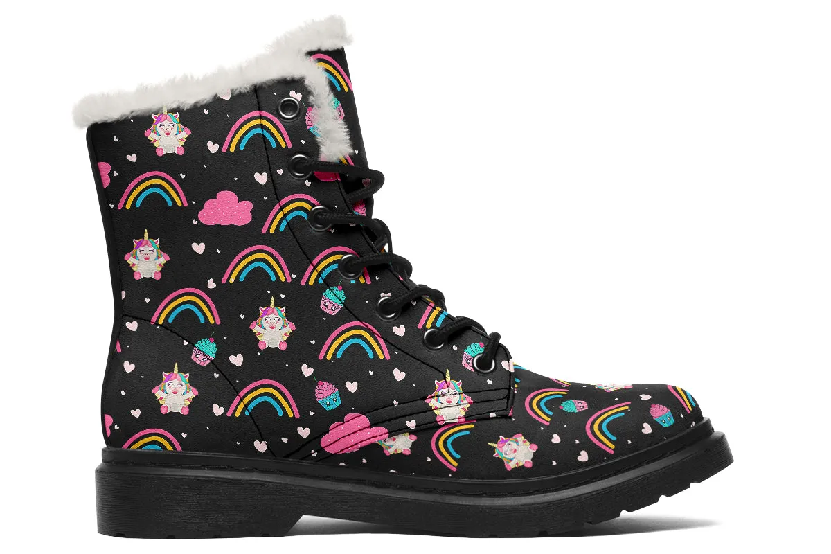 Cutesy Unicorns Faux Fur Boots