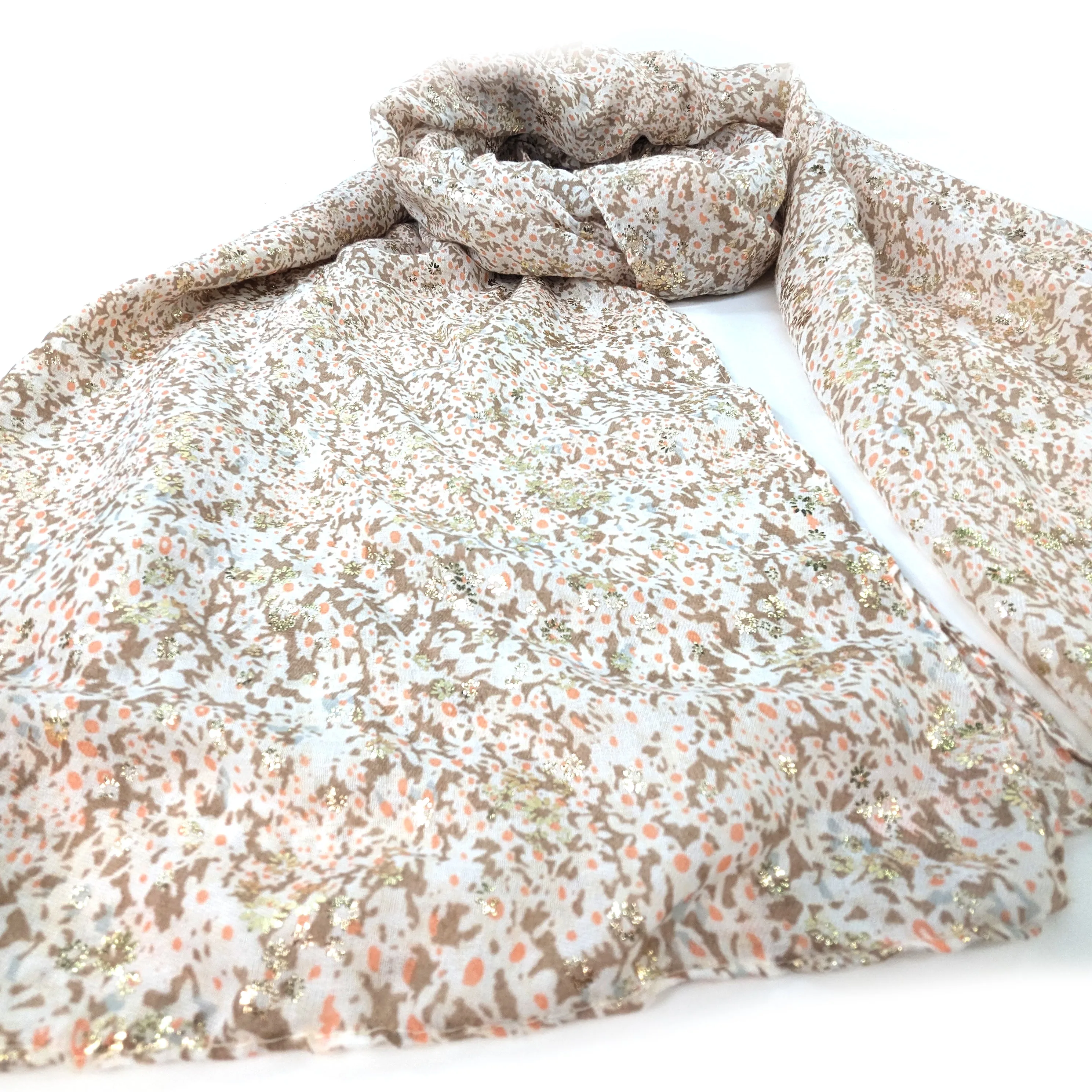 Daisy Sparkle Scarf - Hazelnut Cream (42x180cm)