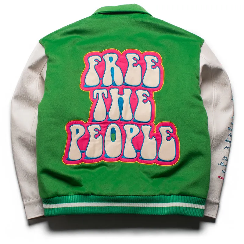 Diet Starts Monday Arts District Varsity Jacket - Green/Cream