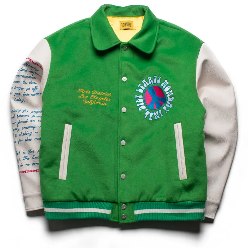 Diet Starts Monday Arts District Varsity Jacket - Green/Cream