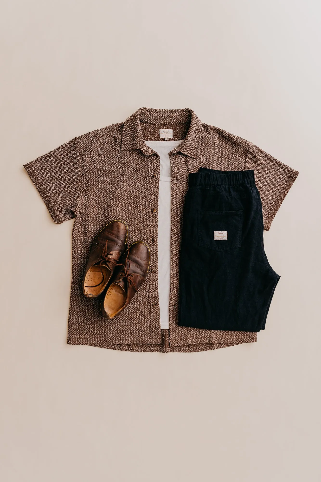 Dixton - Textured Brown Short Sleeve Shirt