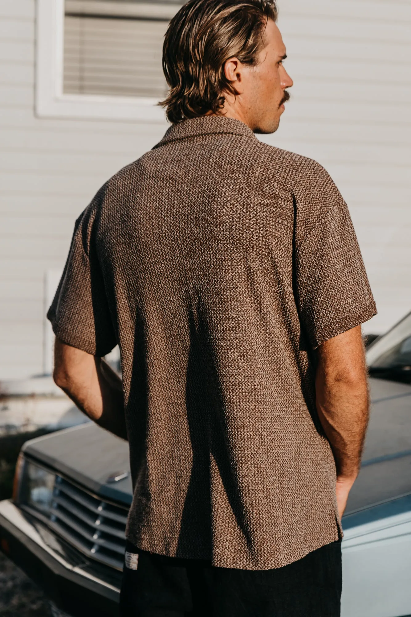 Dixton - Textured Brown Short Sleeve Shirt