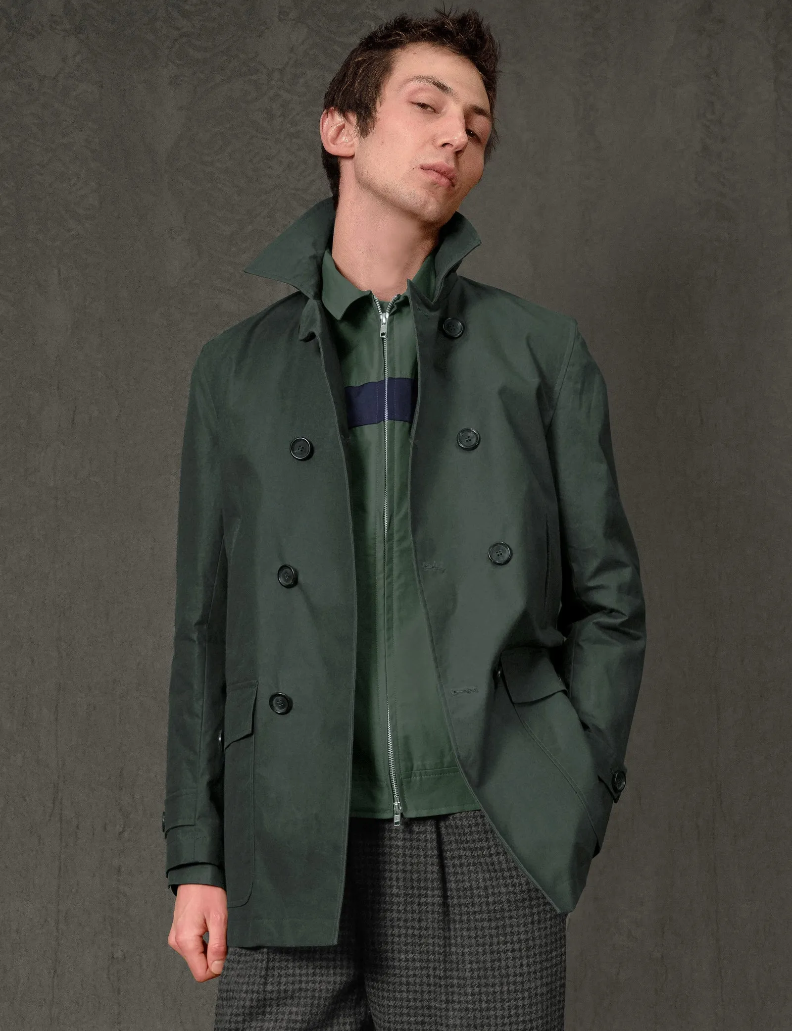 Double Breasted Oliver Spencer Trench Coat - Dark Green