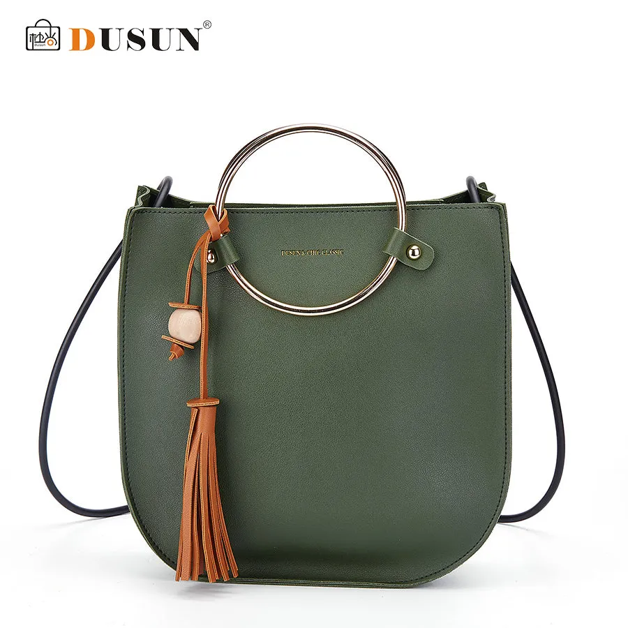 DUSUN Women Ring Handle Tassel Handbag Woman Bread Shape Tote Women Fashion Shoulder Bag Brand Design Ladies Messenger Bag