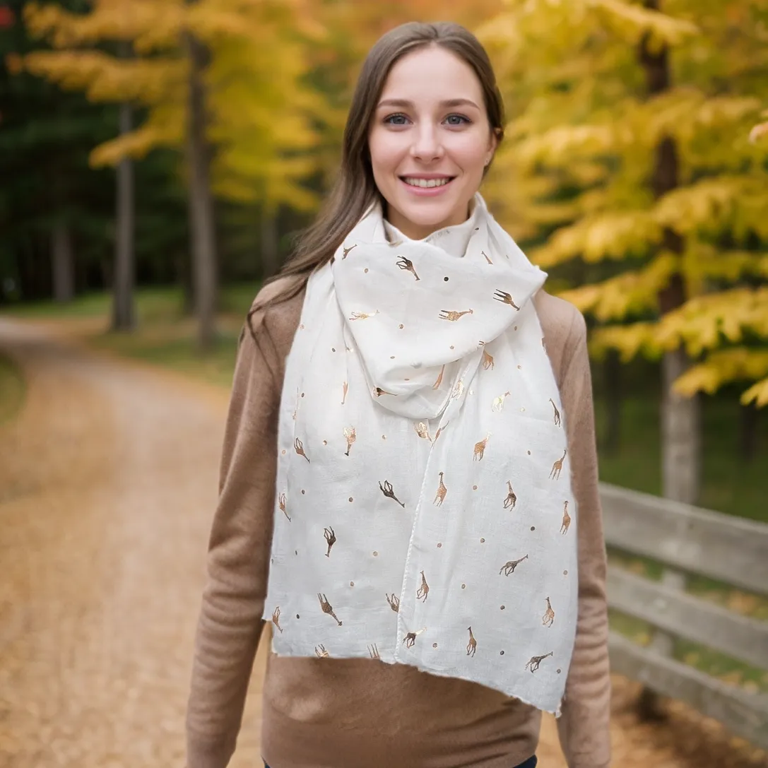 Giraffe Scarf - Rose Gold on Cream