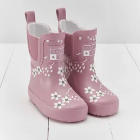 Grass & Air Kids Floral Colour Changing Wellies (Pink)