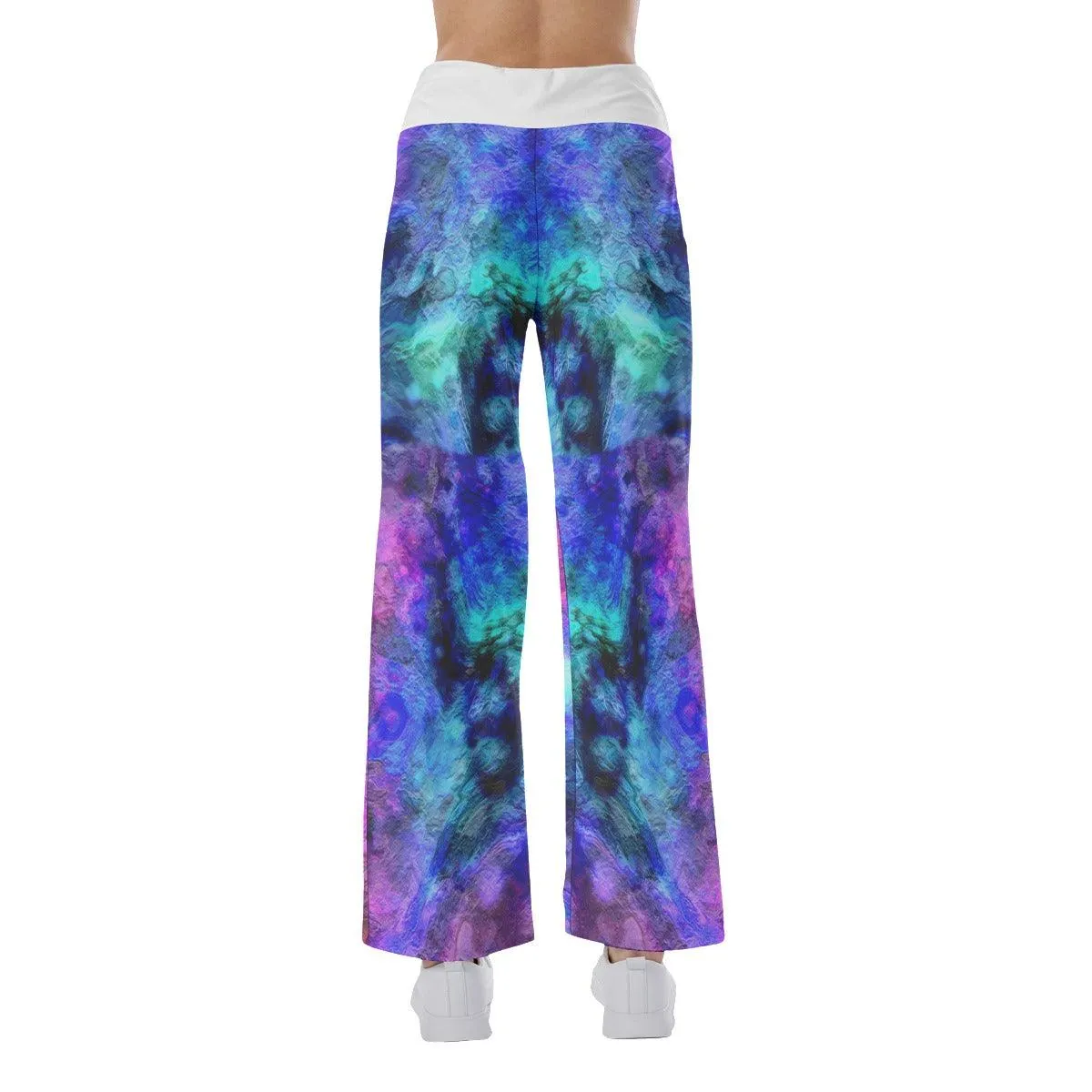 Healing Rainbow Skull Smile High-waisted Wide Leg Pants