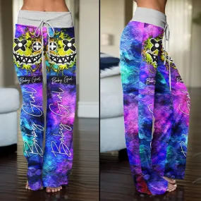 Healing Rainbow Skull Smile High-waisted Wide Leg Pants